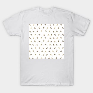 Elegant Golden Butterflies White Pattern T-Shirt